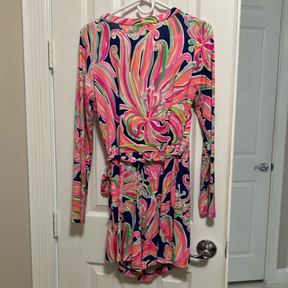 Lilly Pulitzer Vibrant Pink and Blue Floral Romper - Picture 2 of 3